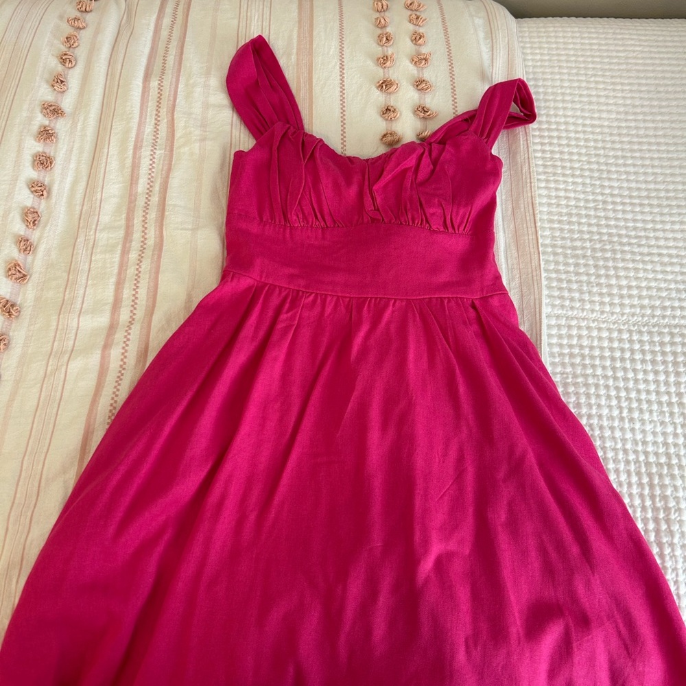 Girls Fuchsia Sundress with Ruffled Bodice